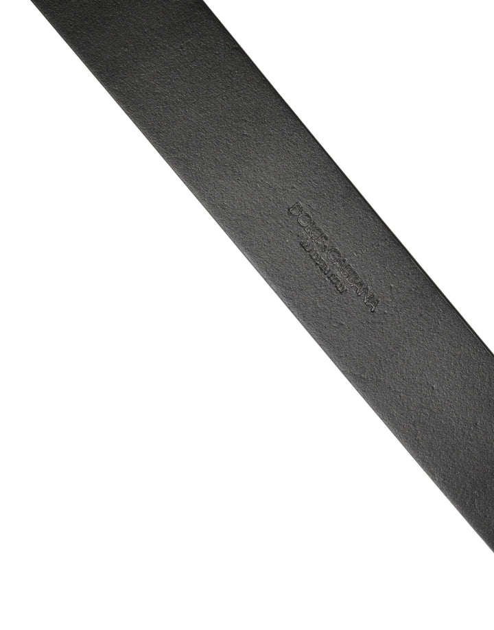 Dolce &amp; Gabbana Black Calf Leather Silver Metal Buckle Belt