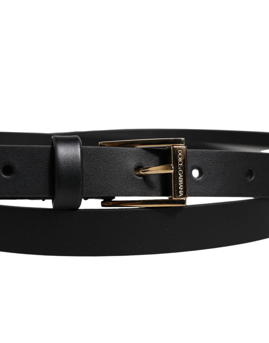 Dolce &amp; Gabbana Black Calfskin Classic Metal Logo Buckle Belt