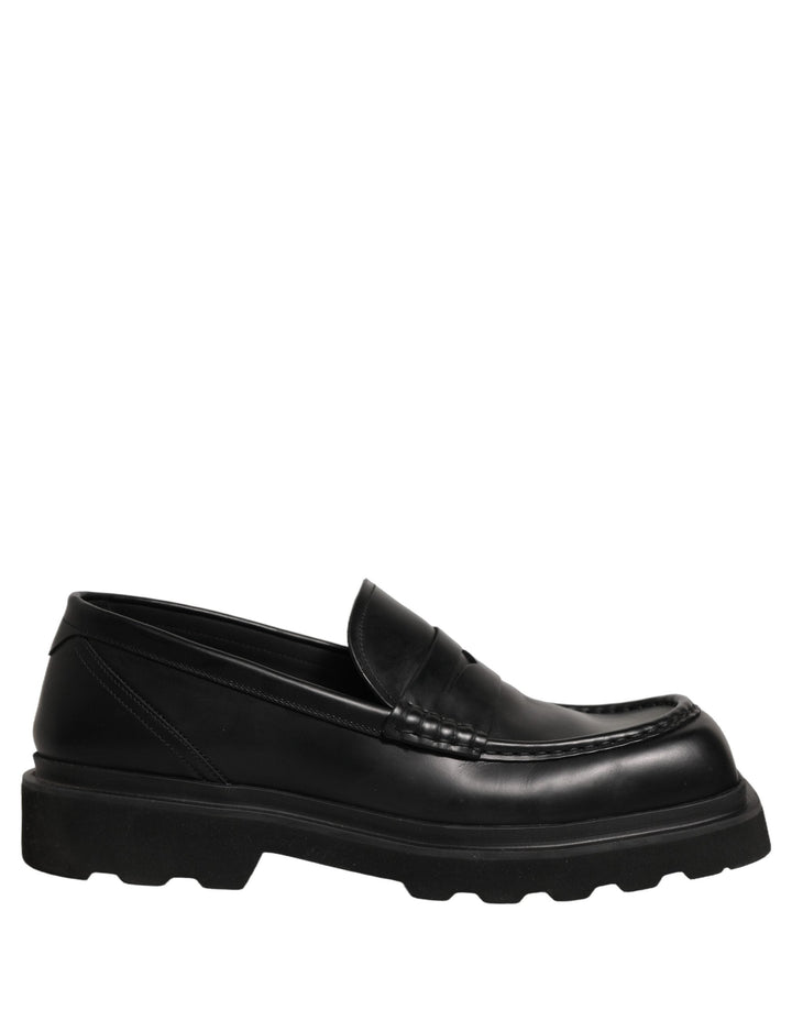 Men’s Dolce &amp; Gabbana Black Calfskin Leather Men Dress Loafer Shoes