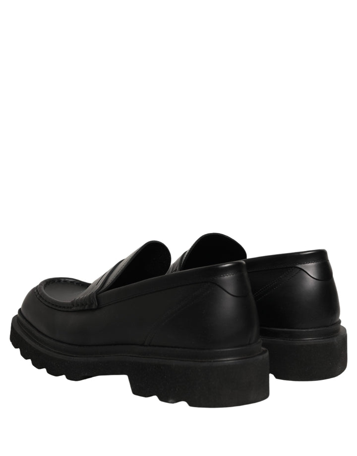 Men’s Dolce &amp; Gabbana Black Calfskin Leather Men Dress Loafer Shoes