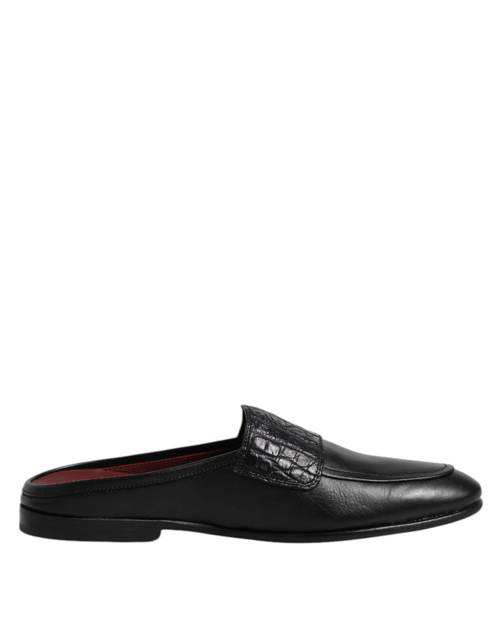 Men’s Dolce &amp; Gabbana Black Calfskin Leather Slip on Loafers Shoes