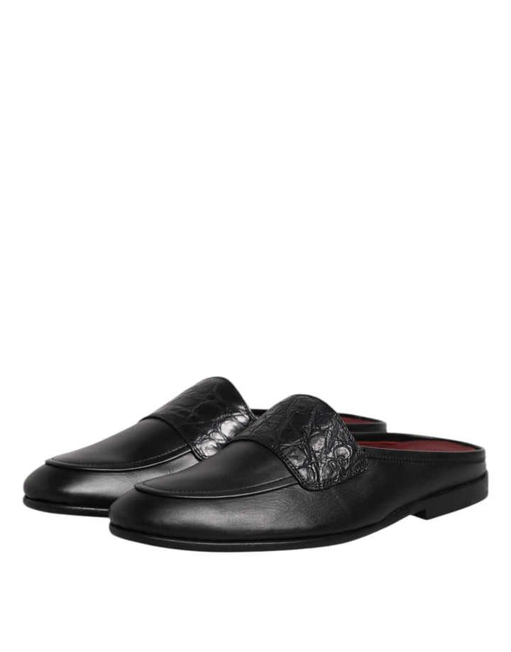 Men’s Dolce &amp; Gabbana Black Calfskin Leather Slip on Loafers Shoes