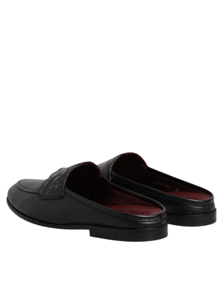 Men’s Dolce &amp; Gabbana Black Calfskin Leather Slip on Loafers Shoes