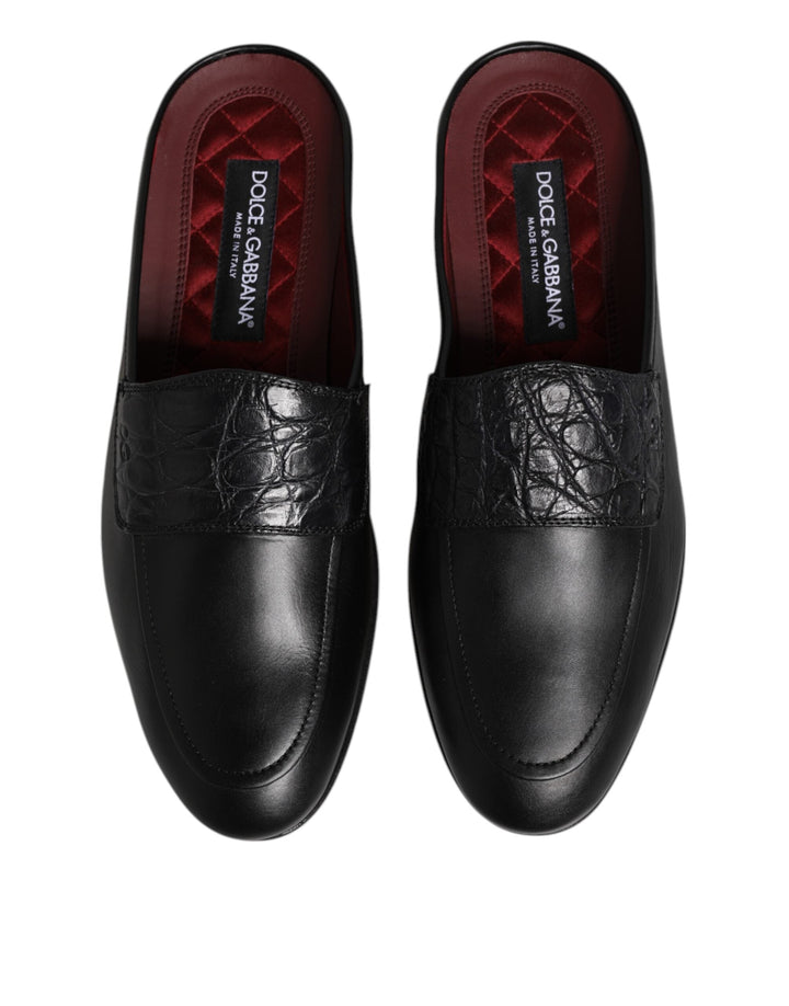 Men’s Dolce &amp; Gabbana Black Calfskin Leather Slip on Loafers Shoes
