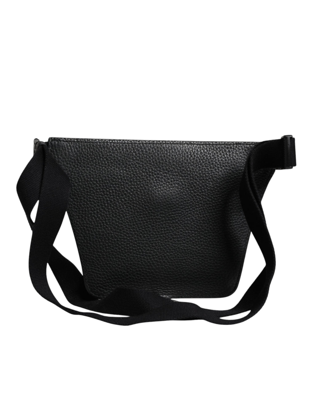 Men’s Dolce &amp; Gabbana Black Calfskin Logo Plaque Belt Waist Men Fanny Pack Bag