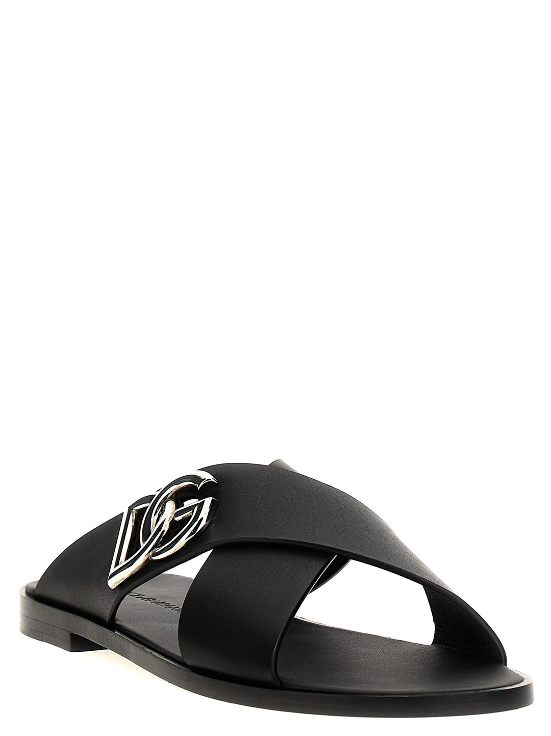 Men’s Dolce &amp; Gabbana Black Calfskin Slides