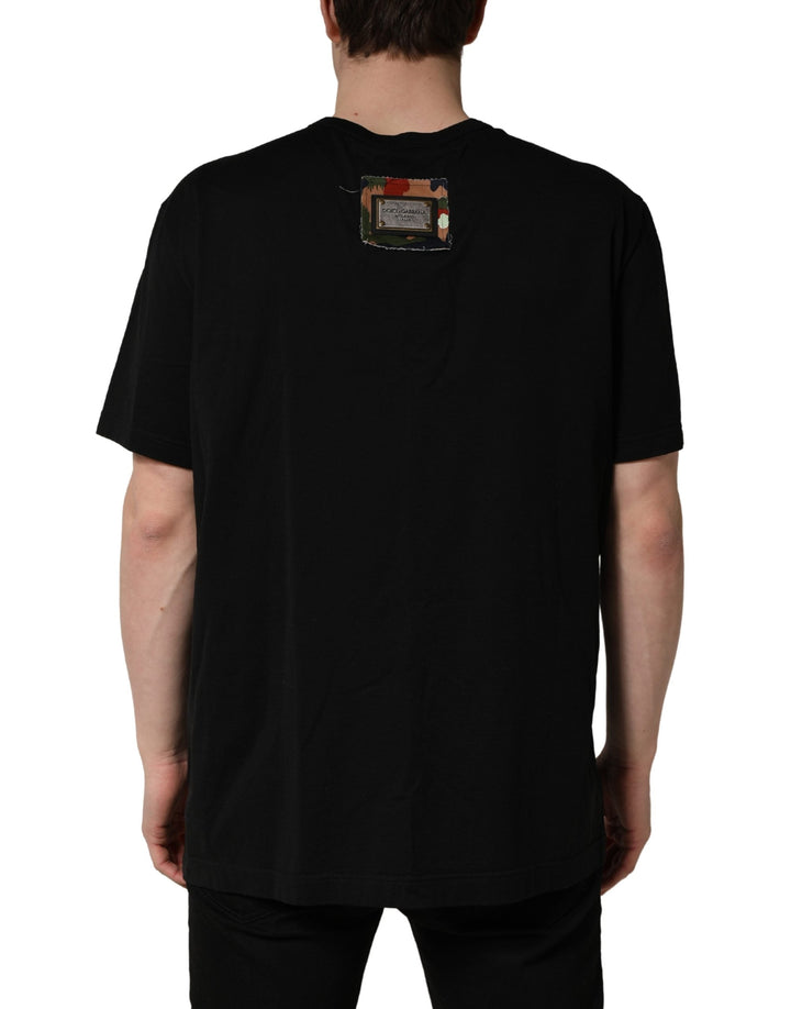 Dolce &amp; Gabbana Black Camouflage Graphic Cotton Crewneck T-shirt