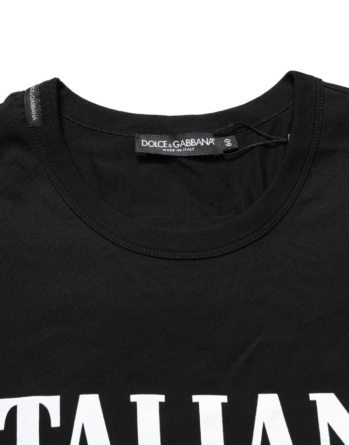 Dolce &amp; Gabbana Black Camouflage Graphic Cotton Crewneck T-shirt