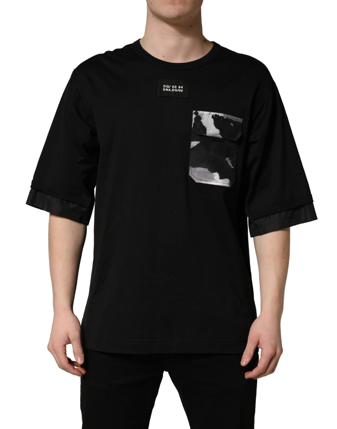 Dolce &amp; Gabbana Black Camouflage Pocket Oversized T-shirt