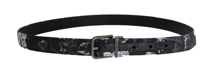 Dolce &amp; Gabbana Black Cayman Linen Leather Belt