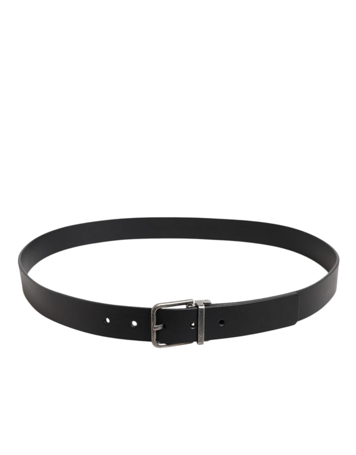 Dolce &amp; Gabbana Black Classic Leather Metal Buckle Belt