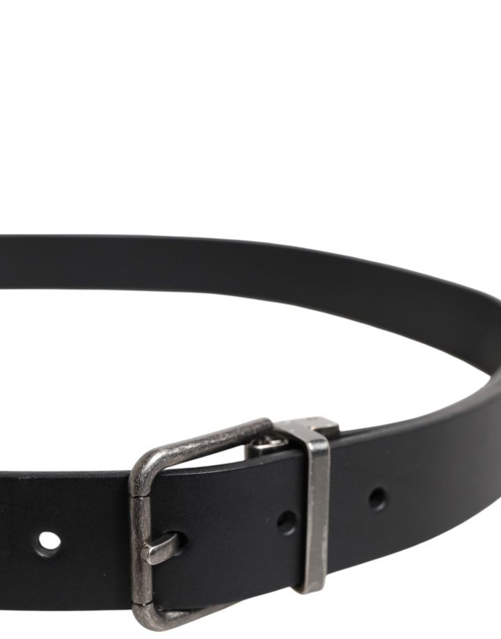 Dolce &amp; Gabbana Black Classic Leather Metal Buckle Belt