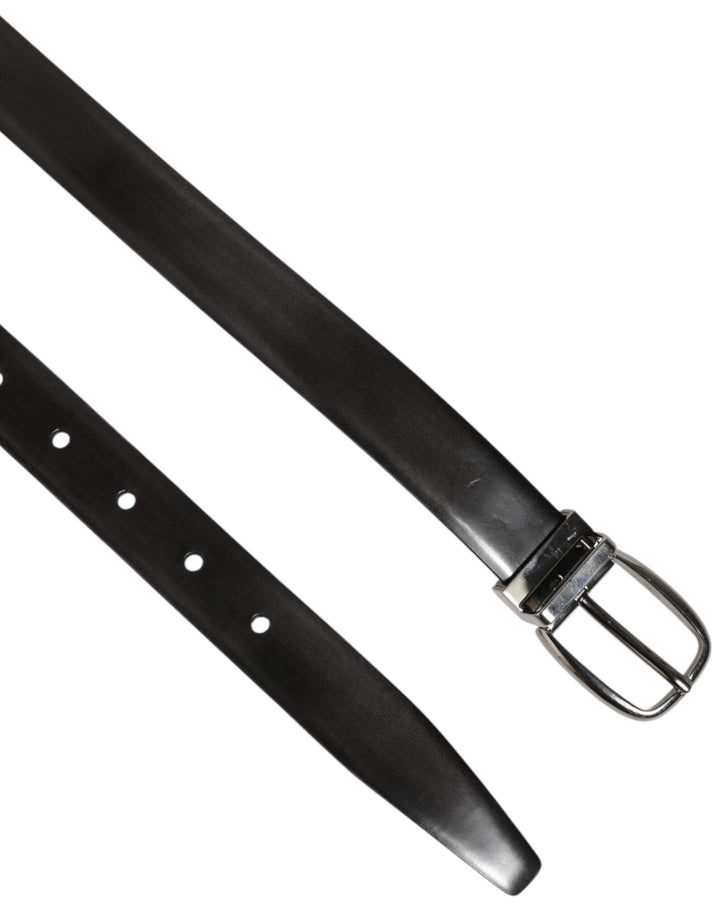 Dolce &amp; Gabbana Black Classic Leather Silver-tone Buckle Belt