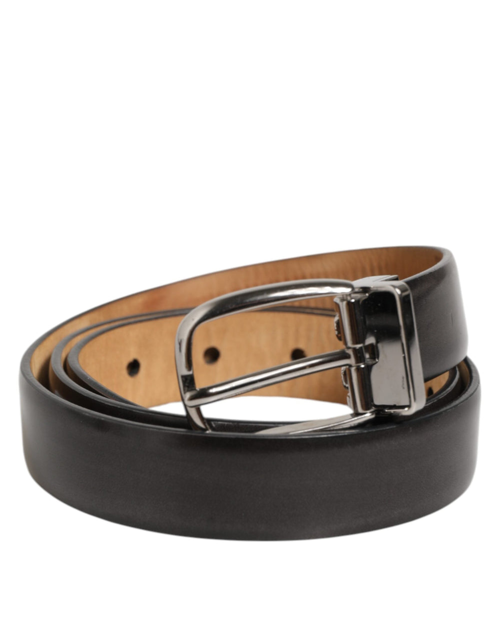 Dolce & Gabbana Black Classic Leather Silver-tone Buckle Belt