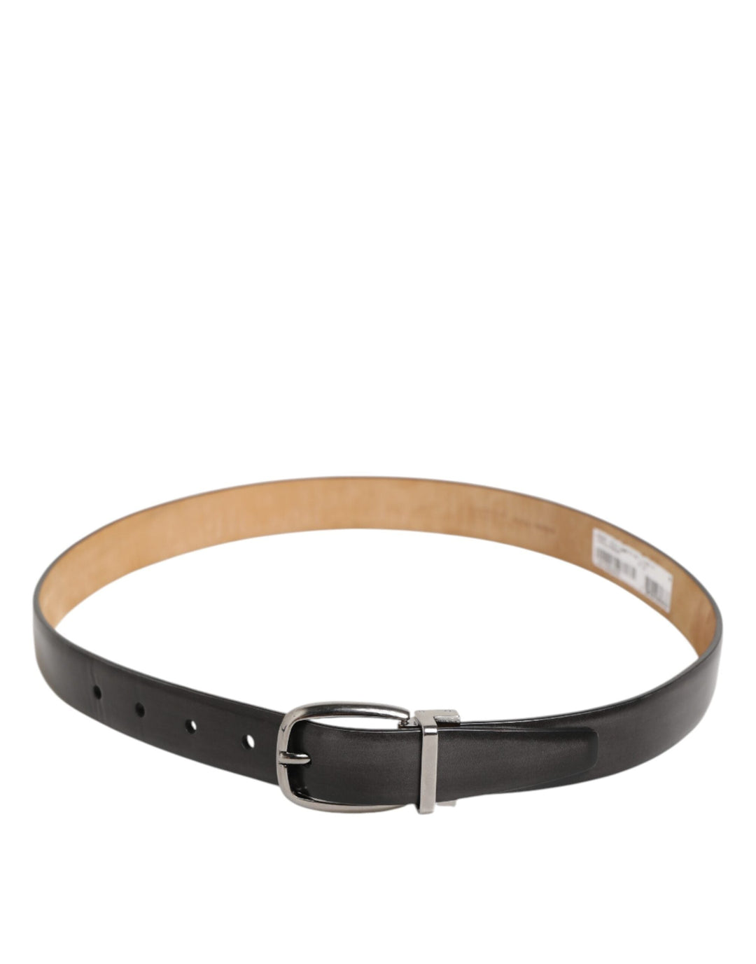 Dolce &amp; Gabbana Black Classic Leather Silver-tone Buckle Belt
