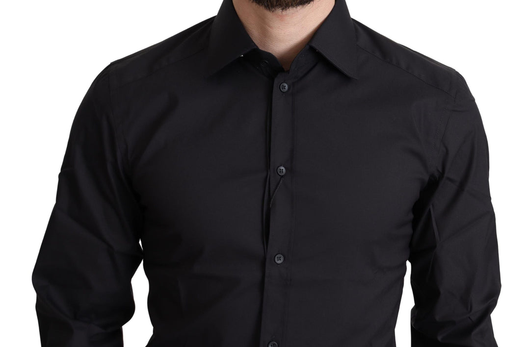 Men’s Dolce &amp; Gabbana Black Cotton Blend Formal Dress Shirt