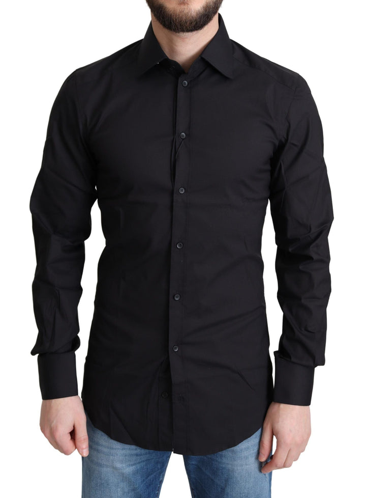 Men’s Dolce &amp; Gabbana Black Cotton Blend Formal Dress Shirt