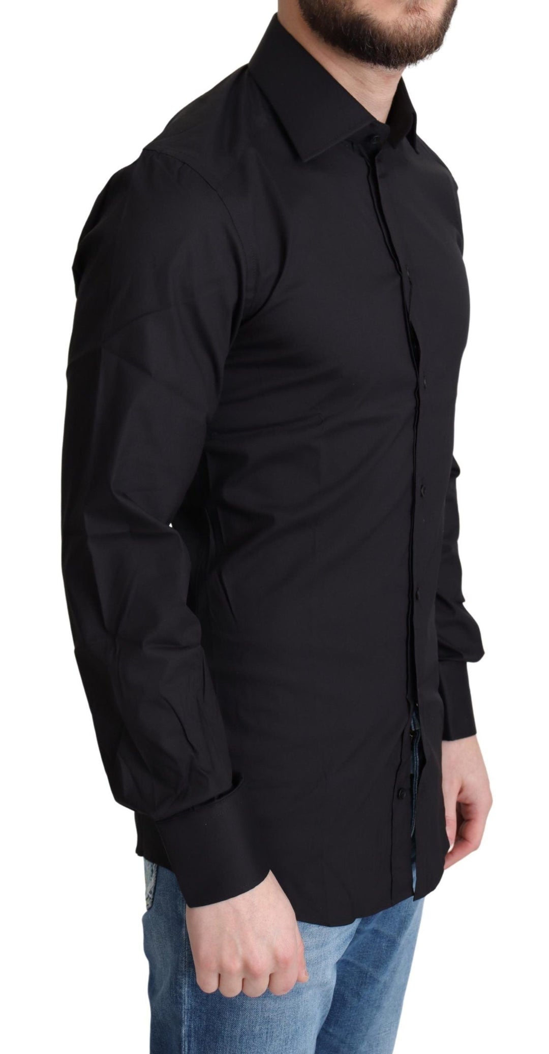 Men’s Dolce &amp; Gabbana Black Cotton Blend Formal Dress Shirt