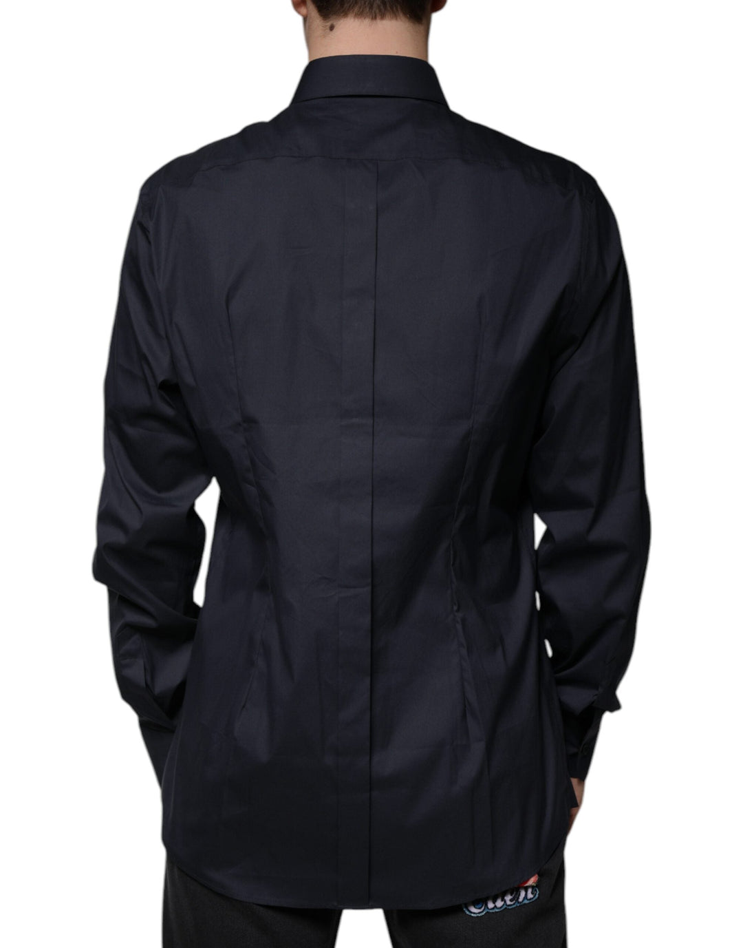 Dolce &amp; Gabbana Black Cotton Blend Formal Gold Dress Shirt