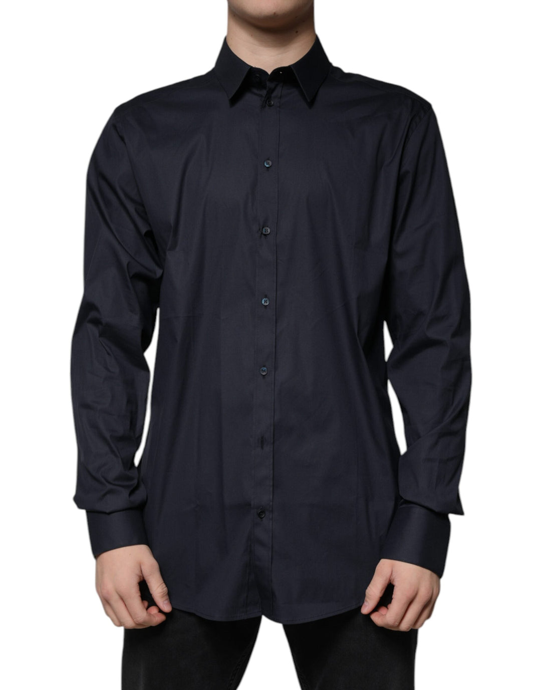 Men’s Dolce &amp; Gabbana Black Cotton Blend Formal Gold Dress Shirt