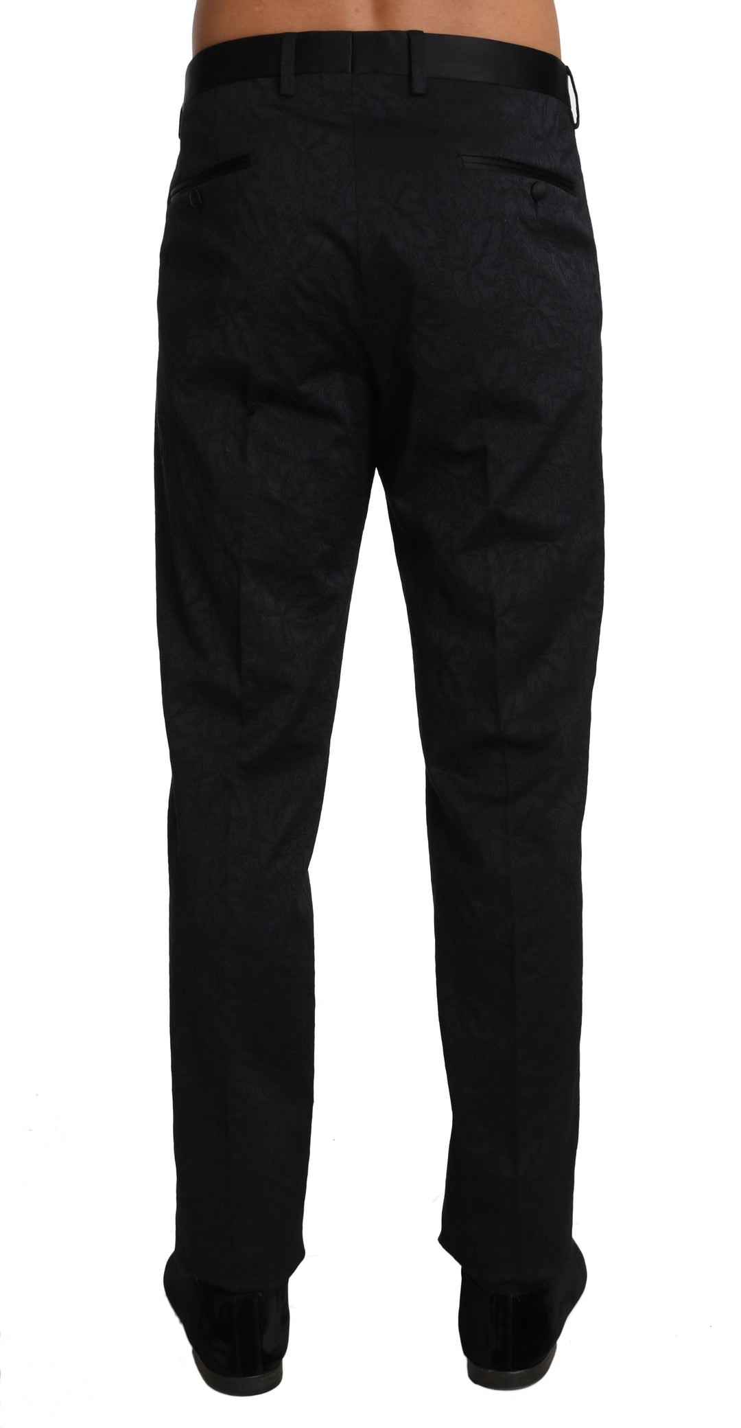 Men’s Dolce & Gabbana Black Cotton Brocade Formal Trousers Pants