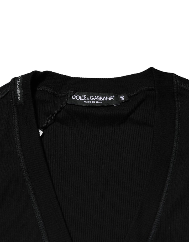Men’s Dolce &amp; Gabbana Black Cotton Button Up Men Cardigan Sweater