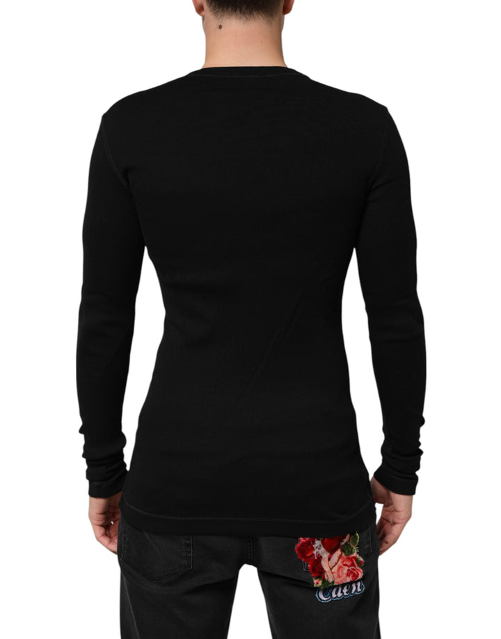 Men’s Dolce &amp; Gabbana Black Cotton Button Up Men Cardigan Sweater