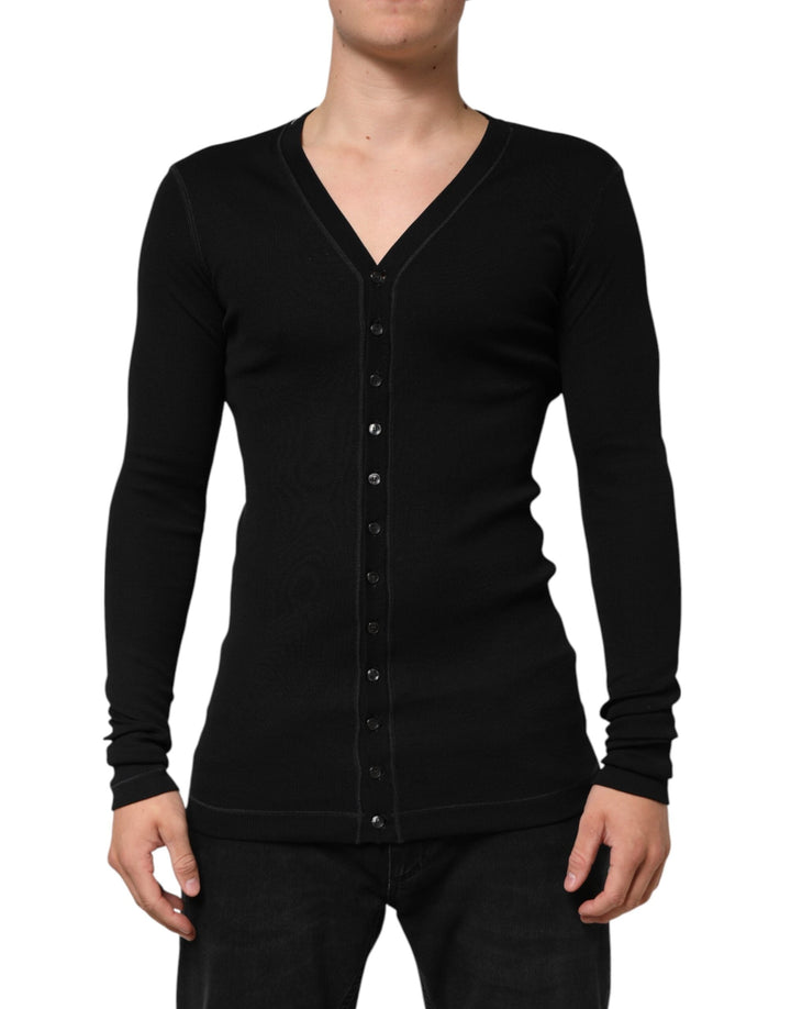 Men’s Dolce &amp; Gabbana Black Cotton Button Up Men Cardigan Sweater