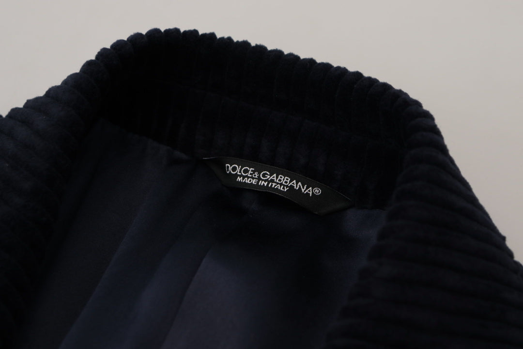Men’s Dolce &amp; Gabbana Black Cotton Cardigan Long Coat Men Jacket