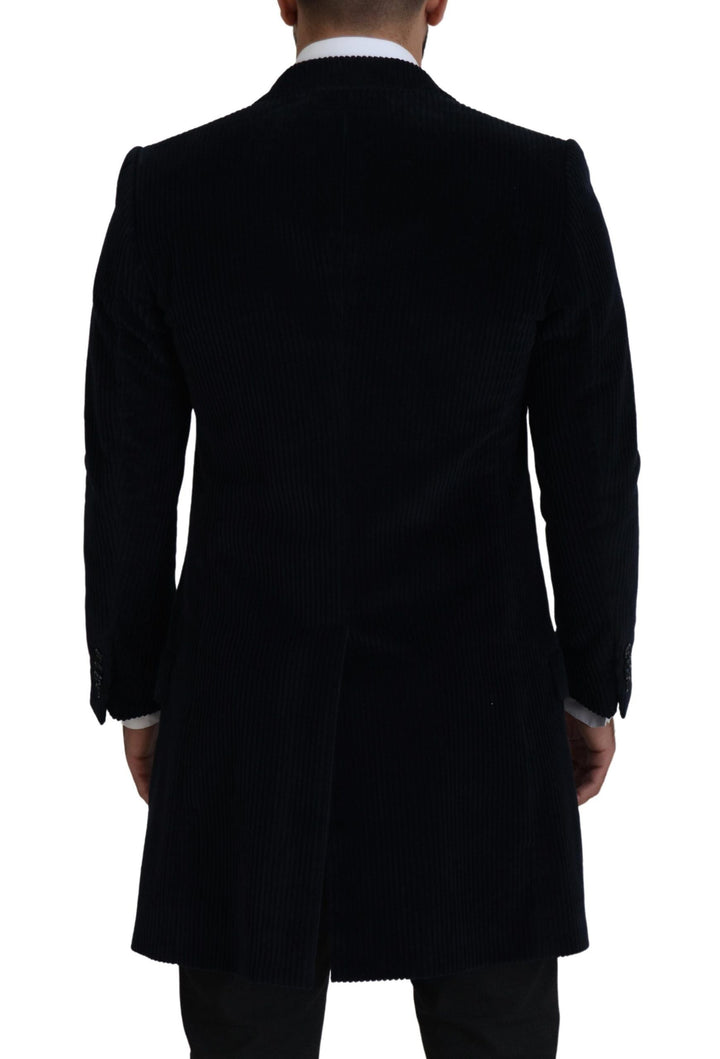Men’s Dolce &amp; Gabbana Black Cotton Cardigan Long Coat Men Jacket