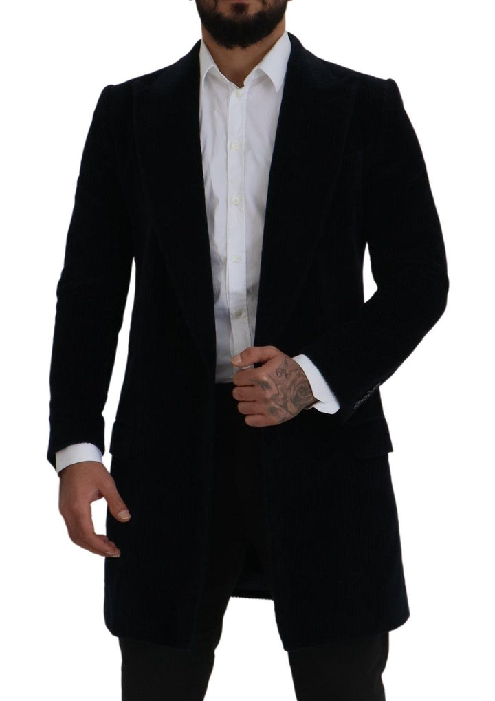 Men’s Dolce &amp; Gabbana Black Cotton Cardigan Long Coat Men Jacket