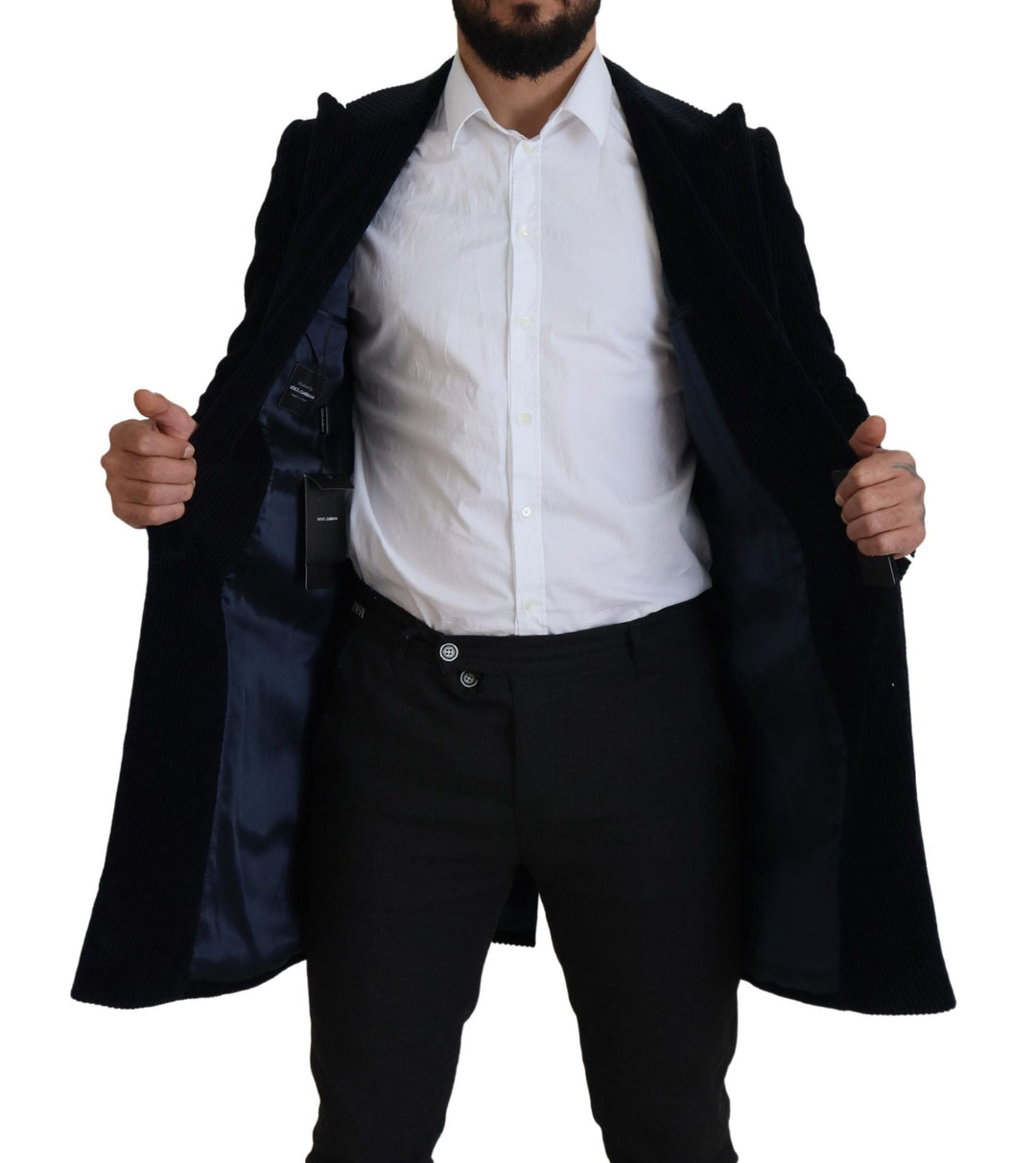 Men’s Dolce &amp; Gabbana Black Cotton Cardigan Long Coat Men Jacket