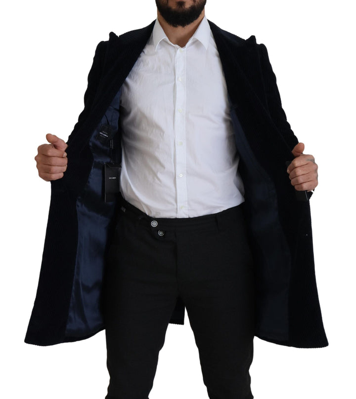 Men’s Dolce &amp; Gabbana Black Cotton Cardigan Long Coat Men Jacket