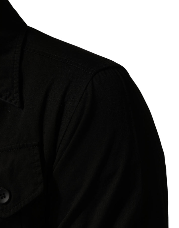Men’s Dolce &amp; Gabbana Black Cotton Collared Men Button Down Shirt