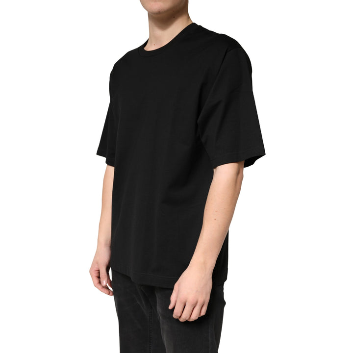 Dolce &amp; Gabbana Black Cotton Crewneck Short Sleeve T-shirt