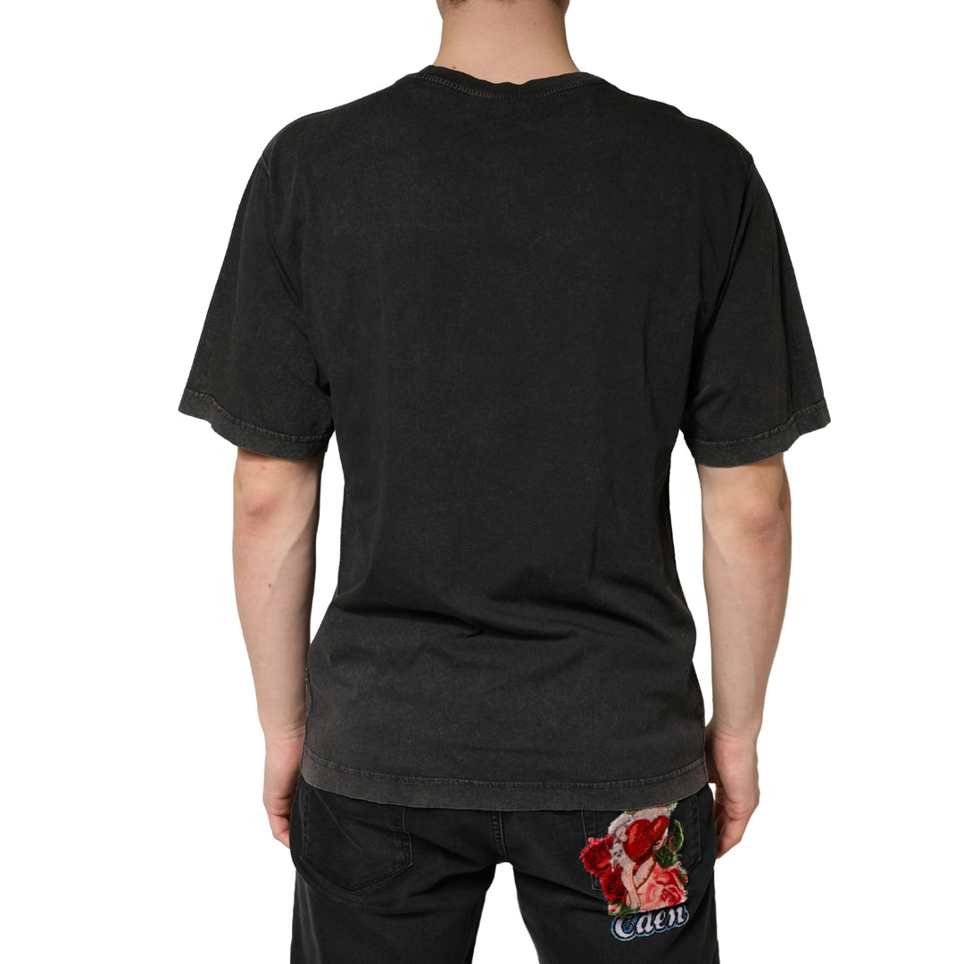 Dolce &amp; Gabbana Black Cotton Crewneck Short Sleeve T-shirt