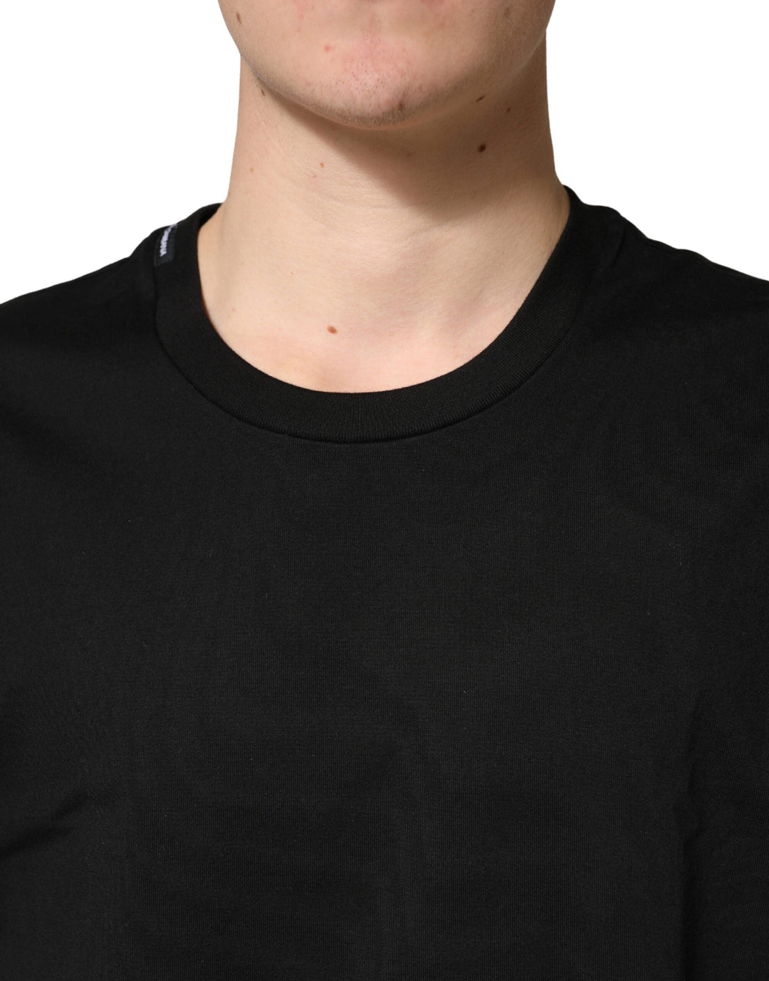 Dolce &amp; Gabbana Black Cotton Crewneck Short Sleeve T-shirt