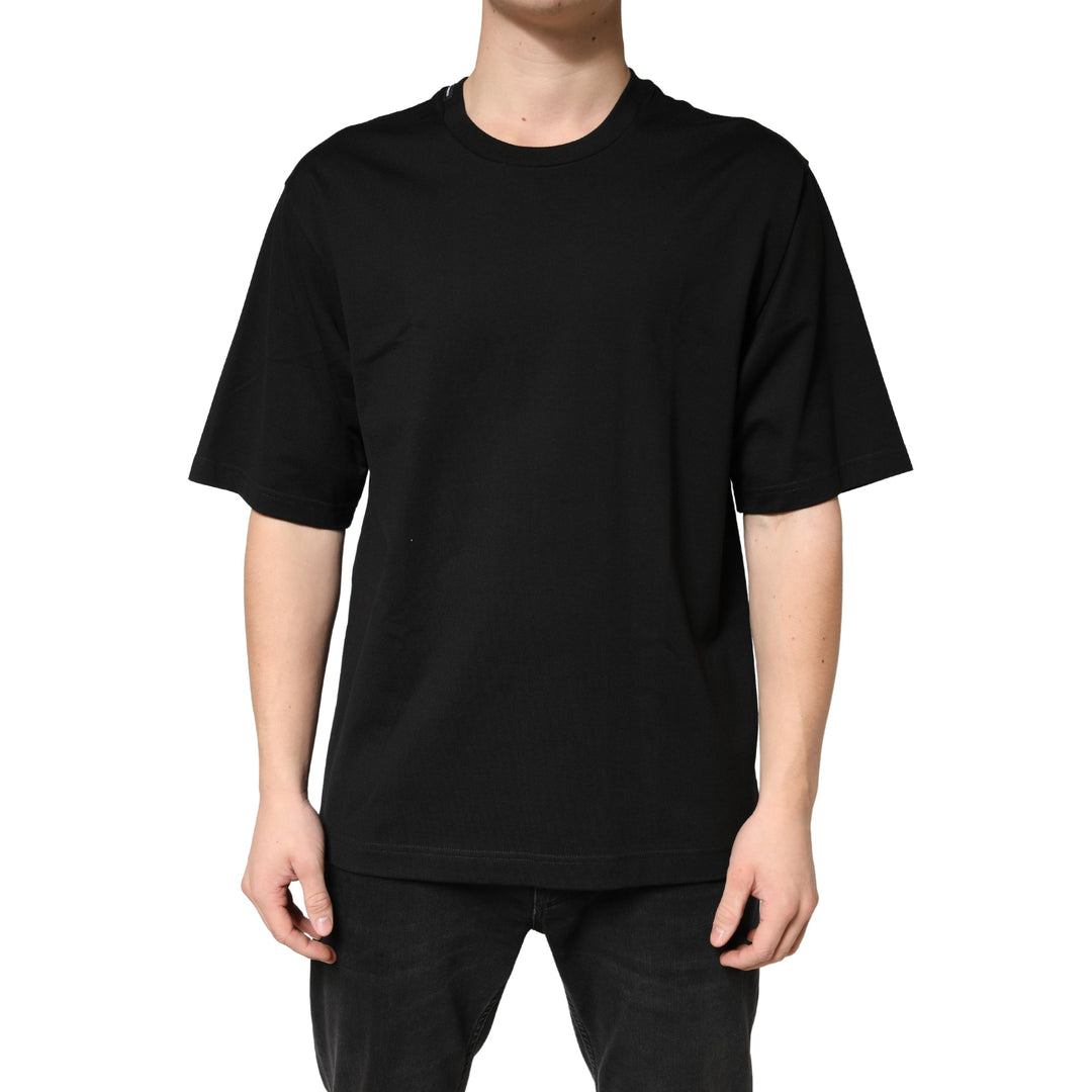Dolce &amp; Gabbana Black Cotton Crewneck Short Sleeve T-shirt