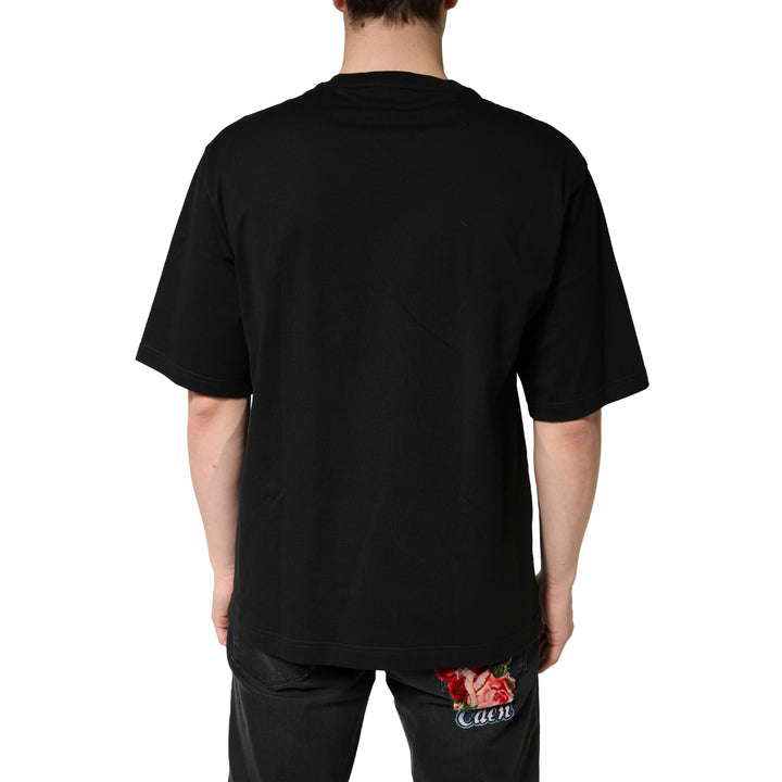 Dolce &amp; Gabbana Black Cotton Crewneck Short Sleeve T-shirt