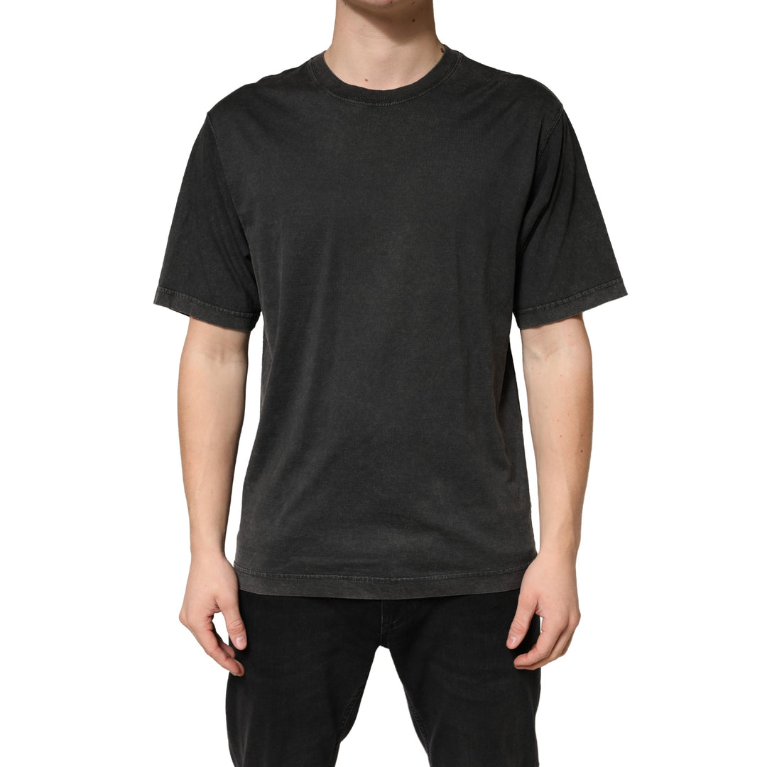 Dolce &amp; Gabbana Black Cotton Crewneck Short Sleeve T-shirt