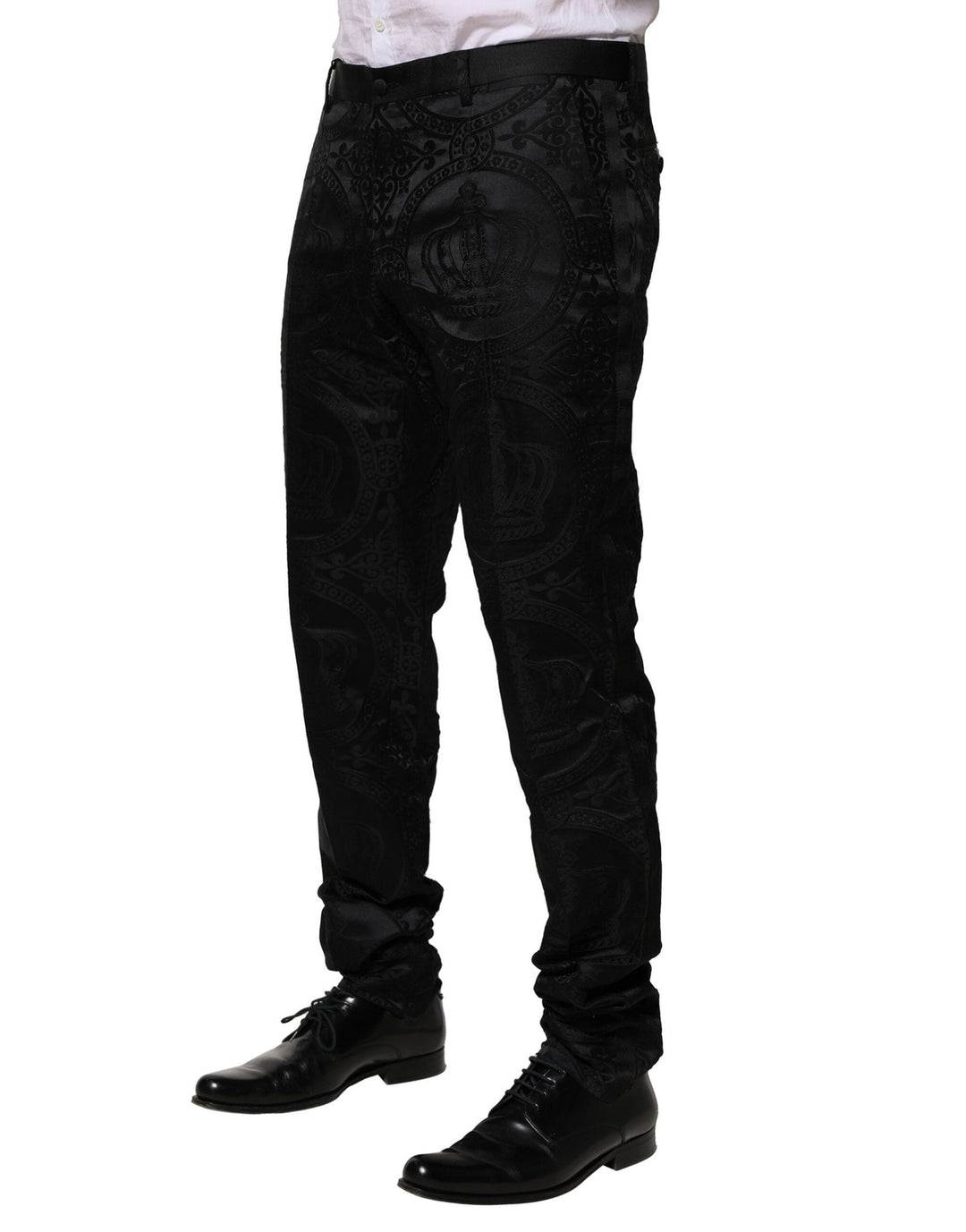 Men’s Dolce &amp; Gabbana Black Cotton Dg Crown Dress Pants