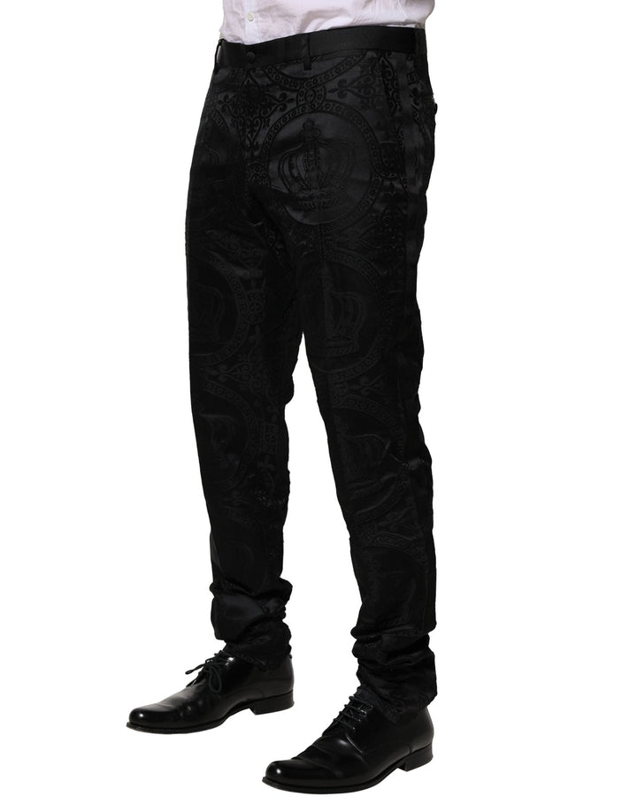 Men’s Dolce &amp; Gabbana Black Cotton Dg Crown Dress Pants