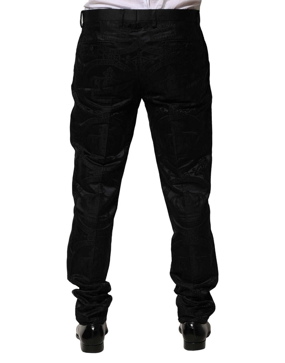 Men’s Dolce &amp; Gabbana Black Cotton Dg Crown Dress Pants