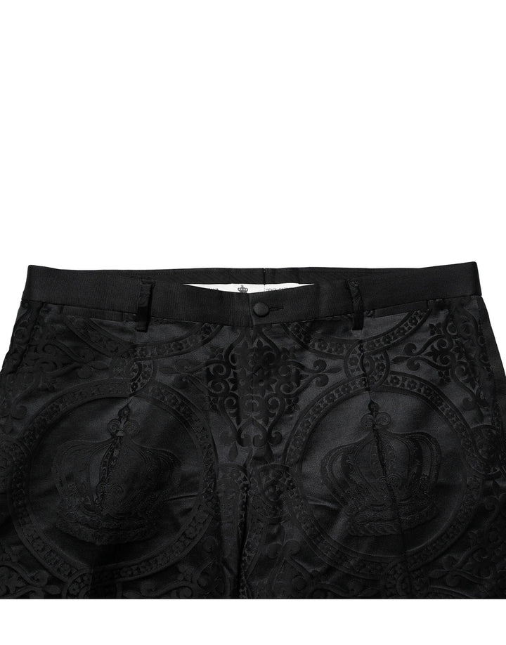 Men’s Dolce &amp; Gabbana Black Cotton Dg Crown Dress Pants
