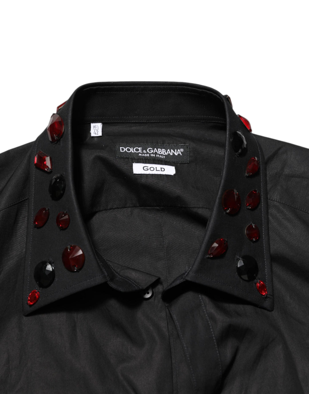 Men’s Dolce &amp; Gabbana Black Cotton Embellished Collar Shirt