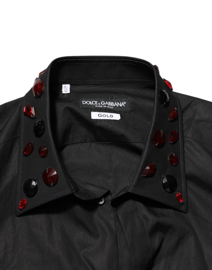 Men’s Dolce &amp; Gabbana Black Cotton Embellished Collar Shirt