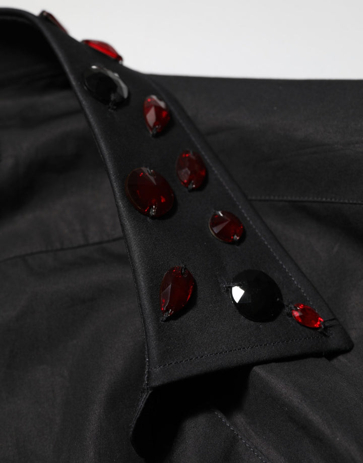 Men’s Dolce &amp; Gabbana Black Cotton Embellished Collar Shirt
