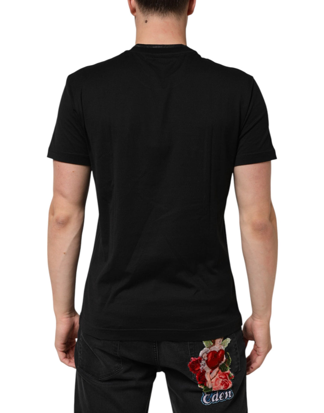 Dolce &amp; Gabbana Black Cotton Embroidered Dg Logo Pocket T-shirt