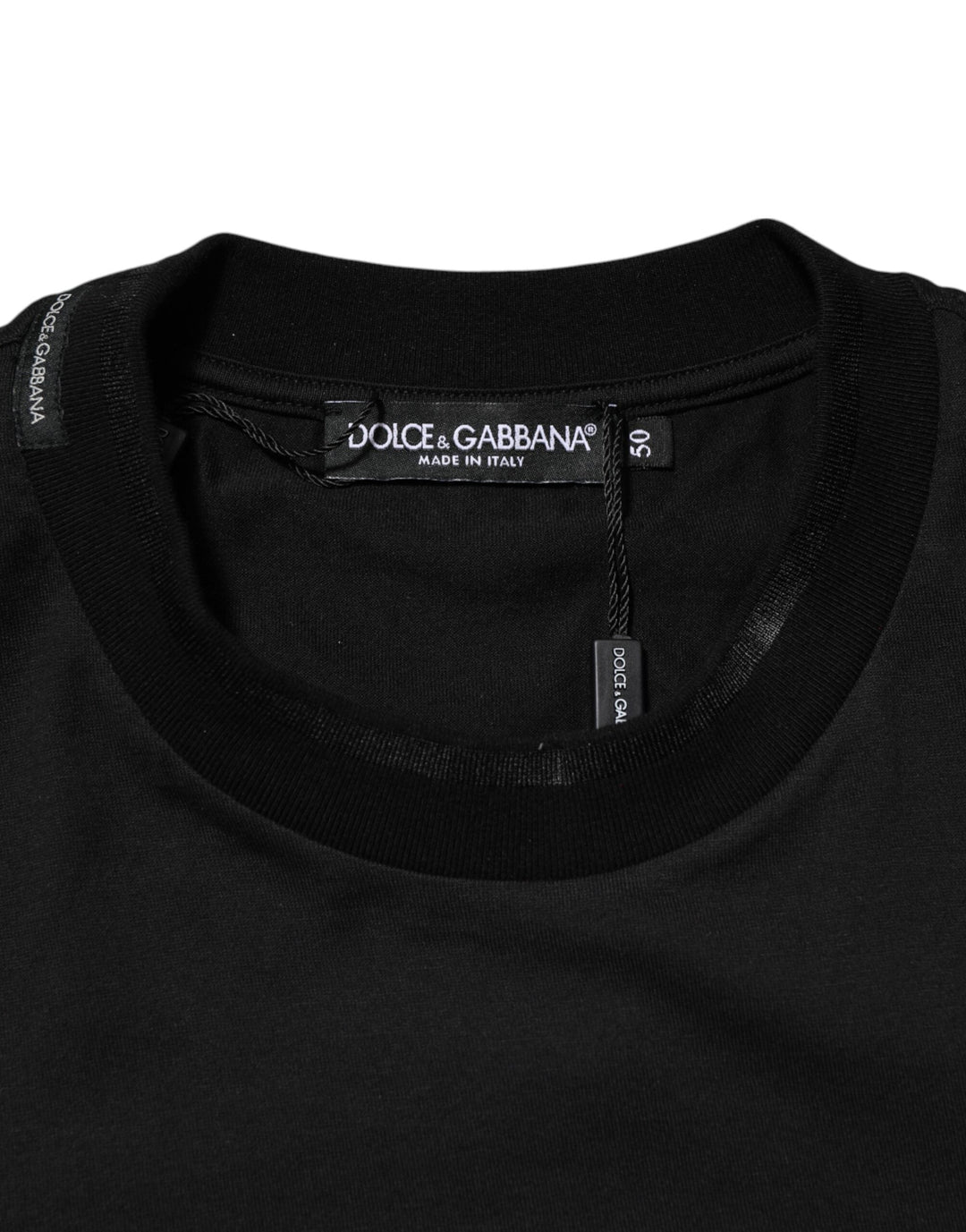 Dolce &amp; Gabbana Black Cotton Embroidered Dg Logo Pocket T-shirt