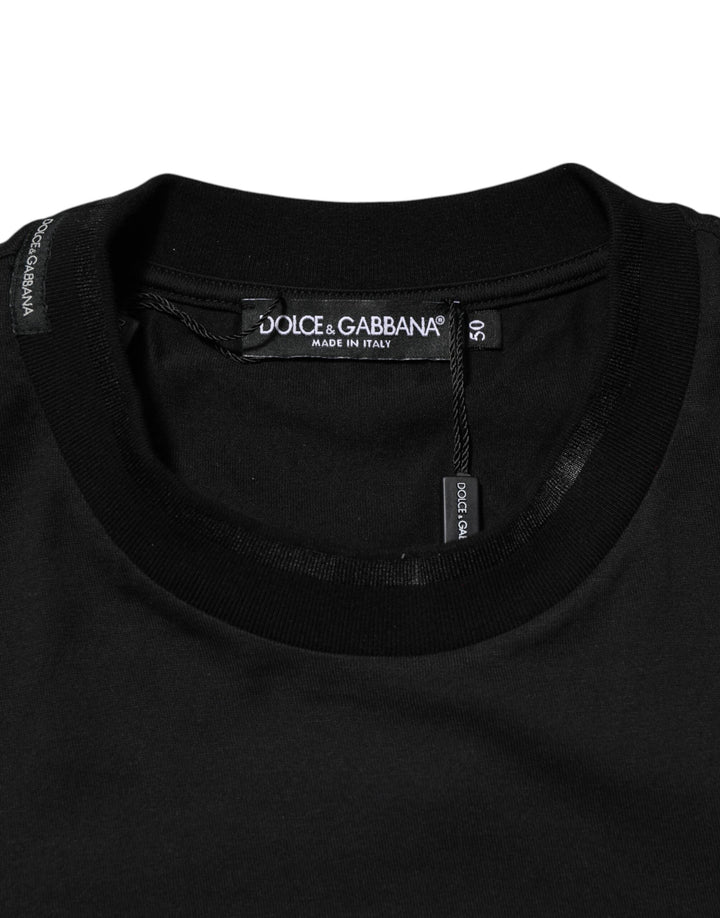 Dolce &amp; Gabbana Black Cotton Embroidered Dg Logo Pocket T-shirt